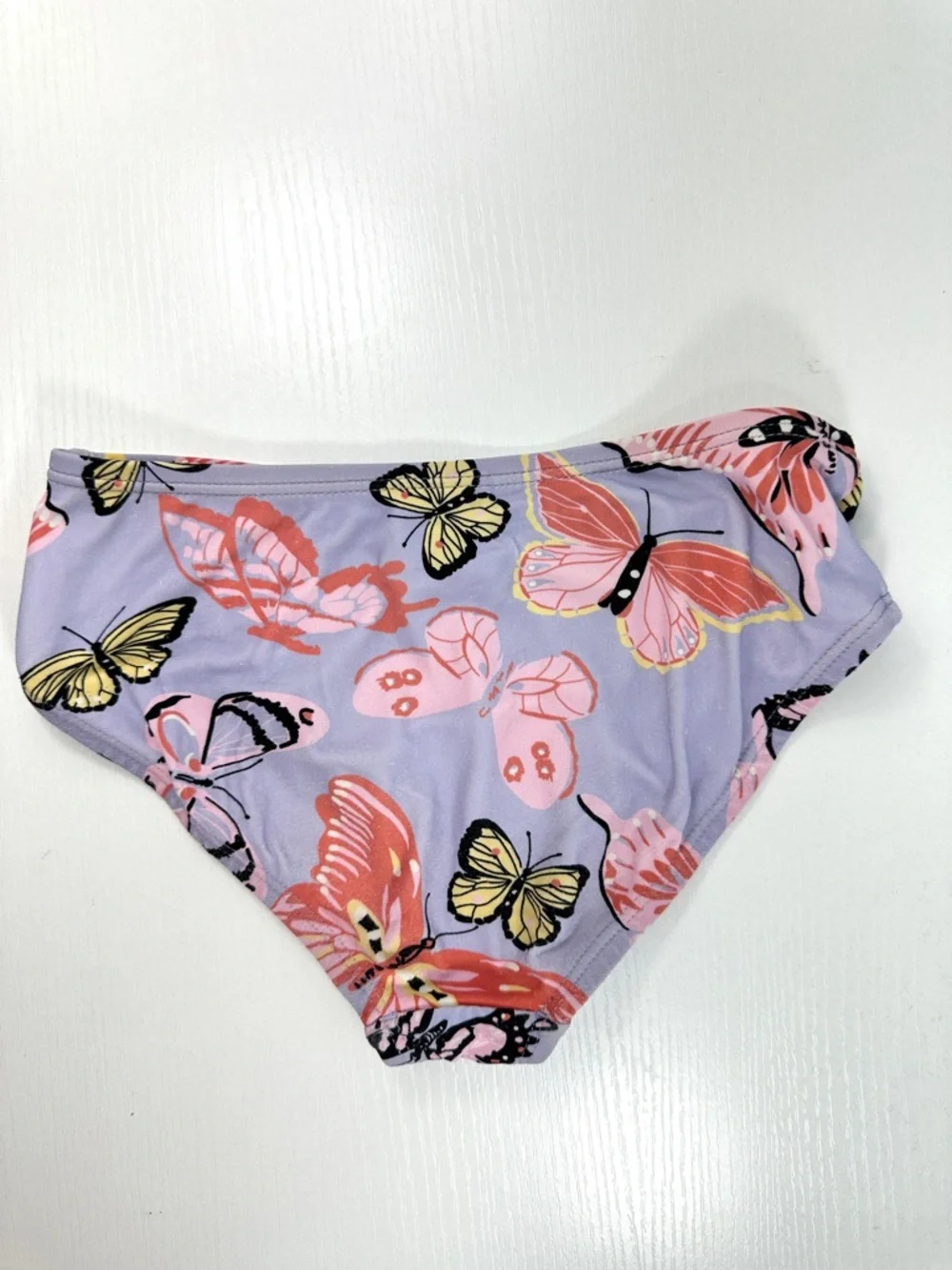 Hanna Andersson girls one-shoulder ruffle tankini swim set purple butterfly 6-7